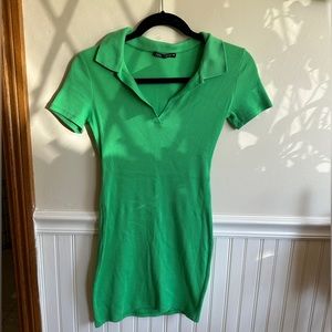 Zara Green Ribbed Collared Dress 💚